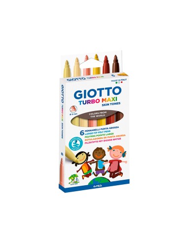 Rotulador giotto turbo maxi skin tones lavable punta bloqueada caja de 6 colores surtidos