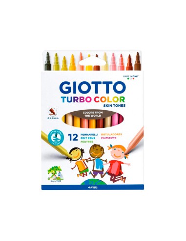 Rotulador giotto turbo color skin tones lavable punta bloqueada caja de 12 colores surtidos