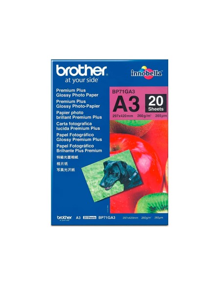 Papel fotografico brother premium plus brillo din a3 260g m2 ink jet pack de 20 hojas