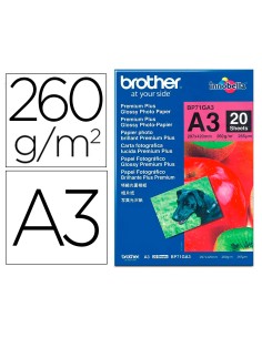 Papel fotografico brother premium plus brillo din a3 260g m2 ink jet pack de 20 hojas