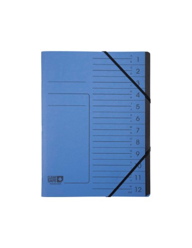 Carpeta exacompta clean safe clasificadora 12 departamentos din a4 con gomas carton azul
