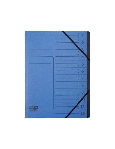 Carpeta exacompta clean safe clasificadora 12 departamentos din a4 con gomas carton azul