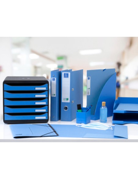 Carpeta dossier unero exacompta clean safe cartulina 400 gr din a4 azul paquete de 5 unidades