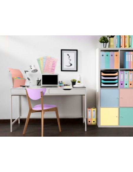 Fichero cajones sobremesa exacompta big box aquarel negro 4 cajones colores pastel glossy