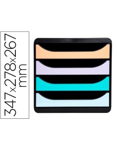 Fichero cajones sobremesa exacompta big box aquarel negro 4 cajones colores pastel glossy