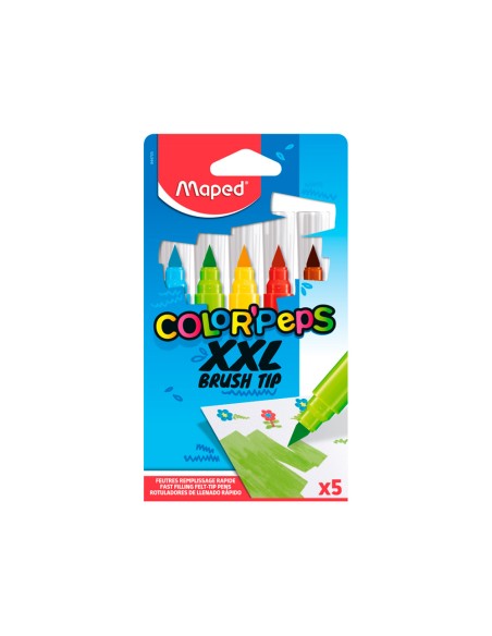 Rotulador maped color peps jumbo punta pincel caja de 5 colores surtidos