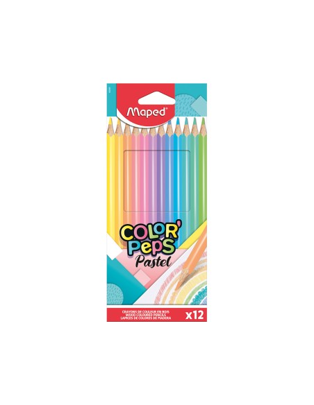Lapices de colores maped color peps caja de 12 colores pastel surtidos