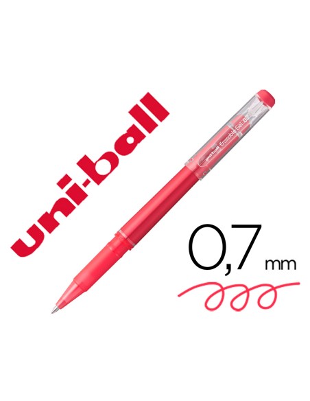 Rotulador uni ball roller uf 222 tinta gel borrable 07 mm rojo
