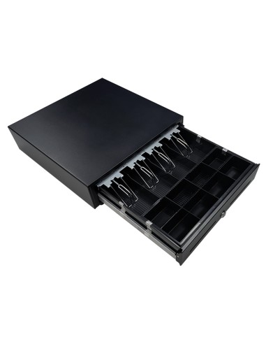 Cajon portamonedas 8 monederos 5 billeteros con llave manualnegro 410x415x110 mm