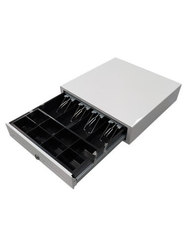 Cajon portamonedas 8 monederos 4 billeteros con llave manualblanco 410x415x110 mm