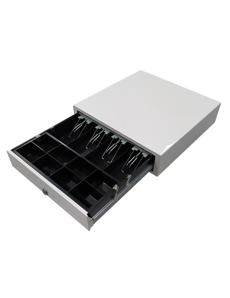 Cajon portamonedas 8 monederos 4 billeteros con llave manualblanco 410x415x110 mm