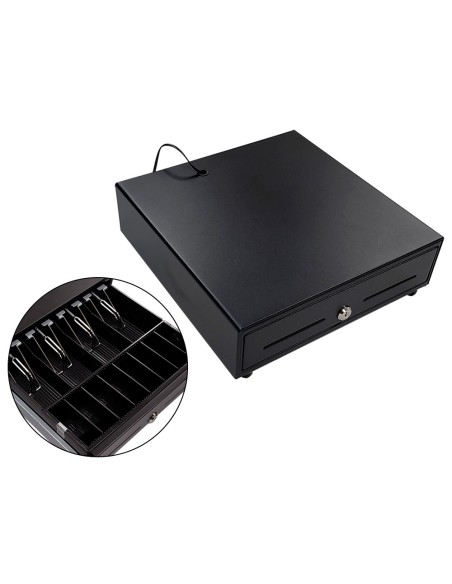 Cajon portamonedas 8 monederos 4 billeteros apertura electrica negro 330x335x105 mm