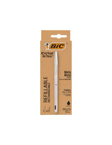 Boligrafo bic cristal renew tinta negra pack de 1 unidad 2 recambios