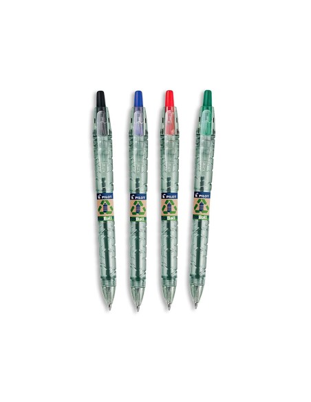 Boligrafo pilot ecoball plastico reciclado expositor de 60 unidades colores surtidos 10 boligrafos
