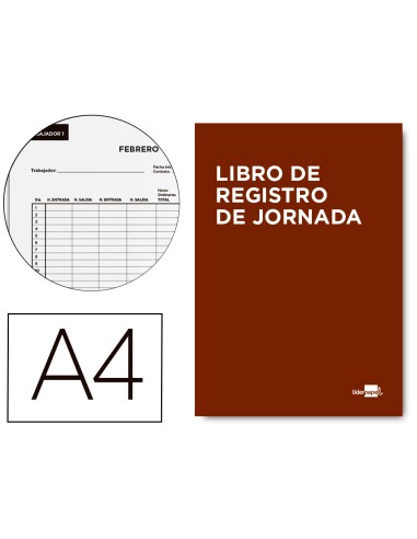 Libro liderpapel registro de jornada empleados a4 10 empleados mes pagina papel blanco 90 g