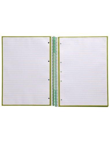 Cuaderno espiral a4 micro antartik tapa forrada80h 90 gr horizontal 1 banda 4 taladros color verde