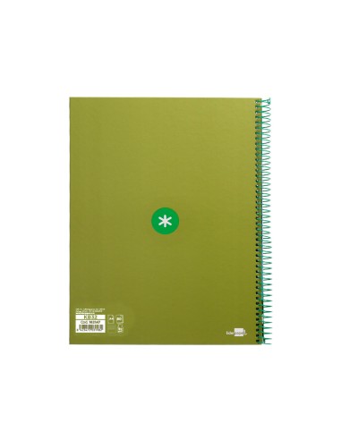 Cuaderno espiral a4 micro antartik tapa forrada80h 90 gr horizontal 1 banda 4 taladros color verde