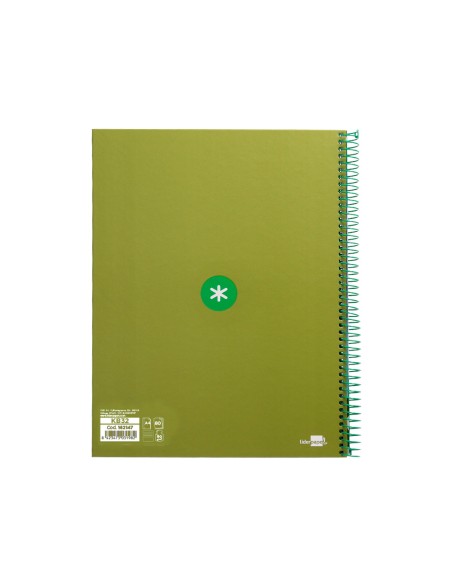 Cuaderno espiral a4 micro antartik tapa forrada80h 90 gr horizontal 1 banda 4 taladros color verde