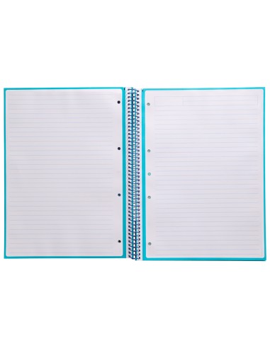 Cuaderno espiral a4 micro antartik tapa forrada80h 90 gr horizontal 1 banda 4 taladros color turquesa