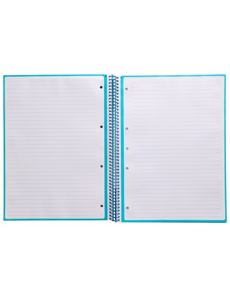 Cuaderno espiral a4 micro antartik tapa forrada80h 90 gr horizontal 1 banda 4 taladros color turquesa