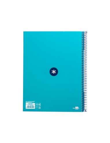 Cuaderno espiral a4 micro antartik tapa forrada80h 90 gr horizontal 1 banda 4 taladros color turquesa