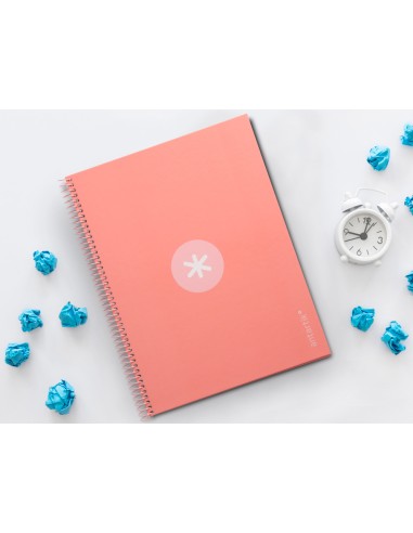 Cuaderno espiral a4 micro antartik tapa forrada80h 90 gr horizontal 1 banda 4 taladros color rosa claro