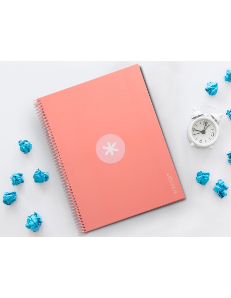 Cuaderno espiral a4 micro antartik tapa forrada80h 90 gr horizontal 1 banda 4 taladros color rosa claro
