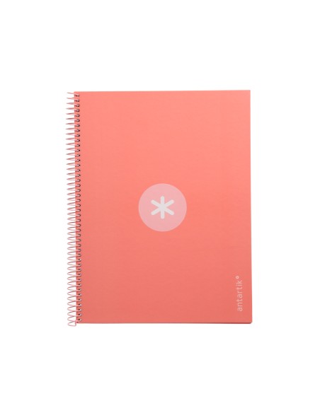 Cuaderno espiral a4 micro antartik tapa forrada80h 90 gr horizontal 1 banda 4 taladros color rosa claro