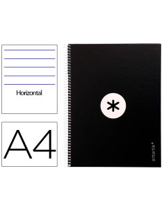 Cuaderno espiral a4 micro antartik tapa forrada80h 90 gr horizontal 1 banda 4 taladros color negro