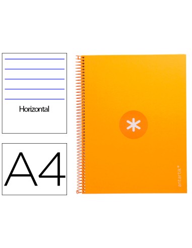 Cuaderno espiral a4 micro antartik tapa forrada80h 90 gr horizontal 1 banda 4 taladros color mostaza