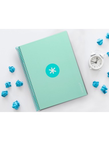 Cuaderno espiral a4 micro antartik tapa forrada80h 90 gr horizontal 1 banda 4 taladros color menta