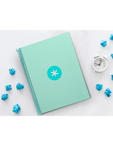 Cuaderno espiral a4 micro antartik tapa forrada80h 90 gr horizontal 1 banda 4 taladros color menta