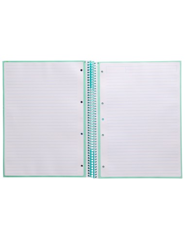 Cuaderno espiral a4 micro antartik tapa forrada80h 90 gr horizontal 1 banda 4 taladros color menta