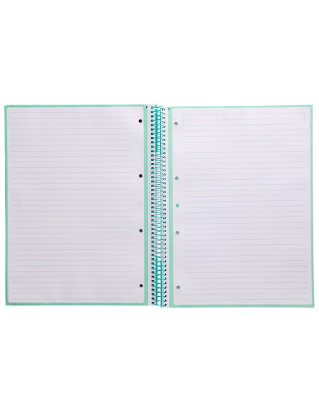 Cuaderno espiral a4 micro antartik tapa forrada80h 90 gr horizontal 1 banda 4 taladros color menta