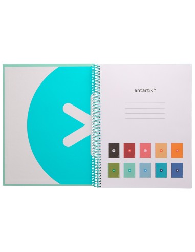 Cuaderno espiral a4 micro antartik tapa forrada80h 90 gr horizontal 1 banda 4 taladros color menta
