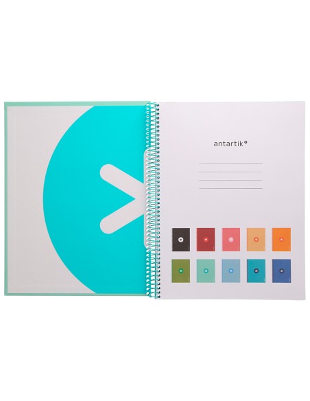 Cuaderno espiral a4 micro antartik tapa forrada80h 90 gr horizontal 1 banda 4 taladros color menta