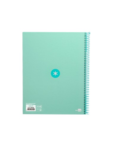 Cuaderno espiral a4 micro antartik tapa forrada80h 90 gr horizontal 1 banda 4 taladros color menta