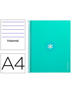 Cuaderno espiral a4 micro antartik tapa forrada80h 90 gr horizontal 1 banda 4 taladros color menta