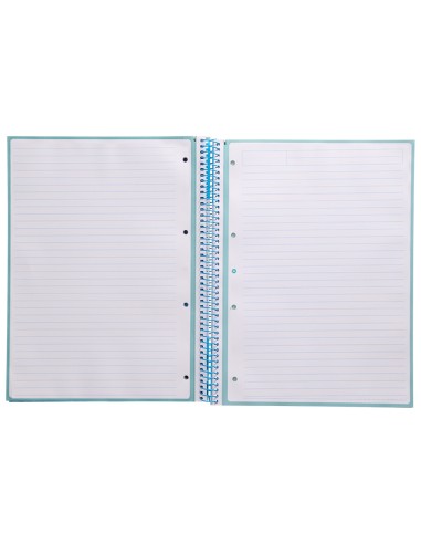 Cuaderno espiral a4 micro antartik tapa forrada80h 90 gr horizontal 1 banda 4 taladros color celeste