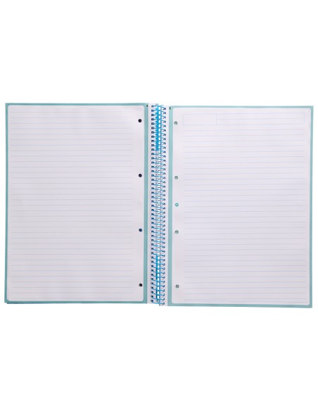 Cuaderno espiral a4 micro antartik tapa forrada80h 90 gr horizontal 1 banda 4 taladros color celeste