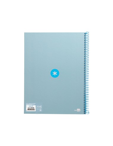 Cuaderno espiral a4 micro antartik tapa forrada80h 90 gr horizontal 1 banda 4 taladros color celeste