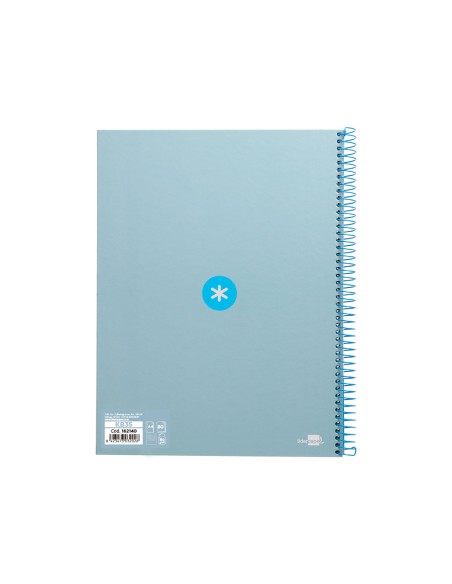Cuaderno espiral a4 micro antartik tapa forrada80h 90 gr horizontal 1 banda 4 taladros color celeste