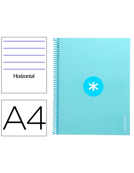 Cuaderno espiral a4 micro antartik tapa forrada80h 90 gr horizontal 1 banda 4 taladros color celeste