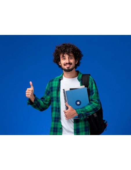 Cuaderno espiral a4 micro antartik tapa forrada80h 90 gr horizontal 1 banda 4 taladros color azul oscuro