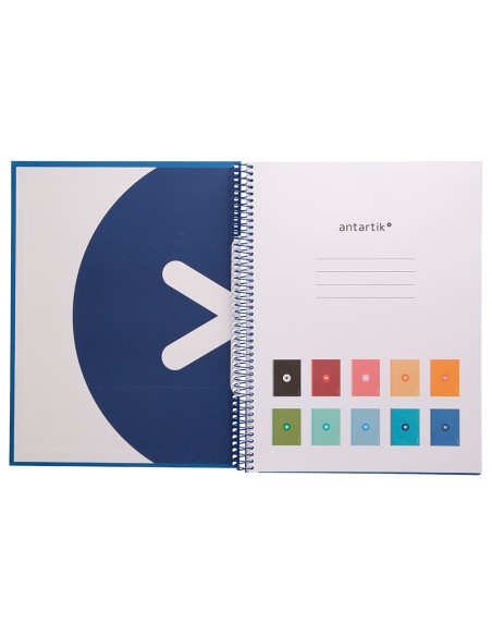 Cuaderno espiral a4 micro antartik tapa forrada80h 90 gr horizontal 1 banda 4 taladros color azul oscuro