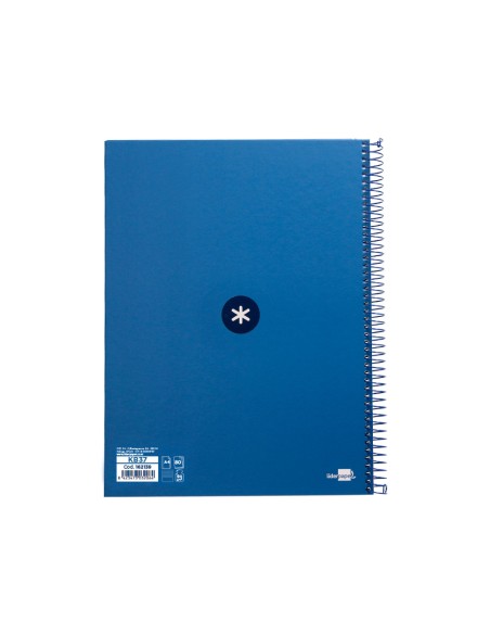 Cuaderno espiral a4 micro antartik tapa forrada80h 90 gr horizontal 1 banda 4 taladros color azul oscuro