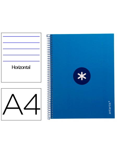 Cuaderno espiral a4 micro antartik tapa forrada80h 90 gr horizontal 1 banda 4 taladros color azul oscuro