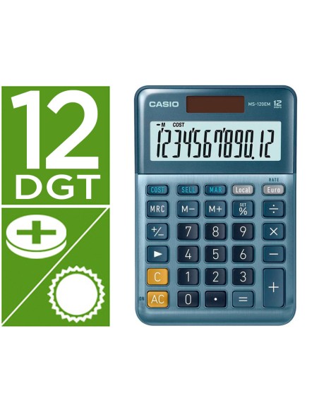 Calculadora casio ms 120em sobremesa 12 digitos tx color azul