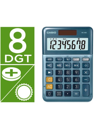 Calculadora casio ms 80e sobremesa 8 digitos tx tecla doble cero color azul