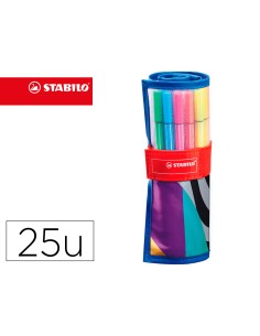 Rotulador stabilo punta de fibra pen 68 arty estuche rollerset de 25 unidades colores surtidos